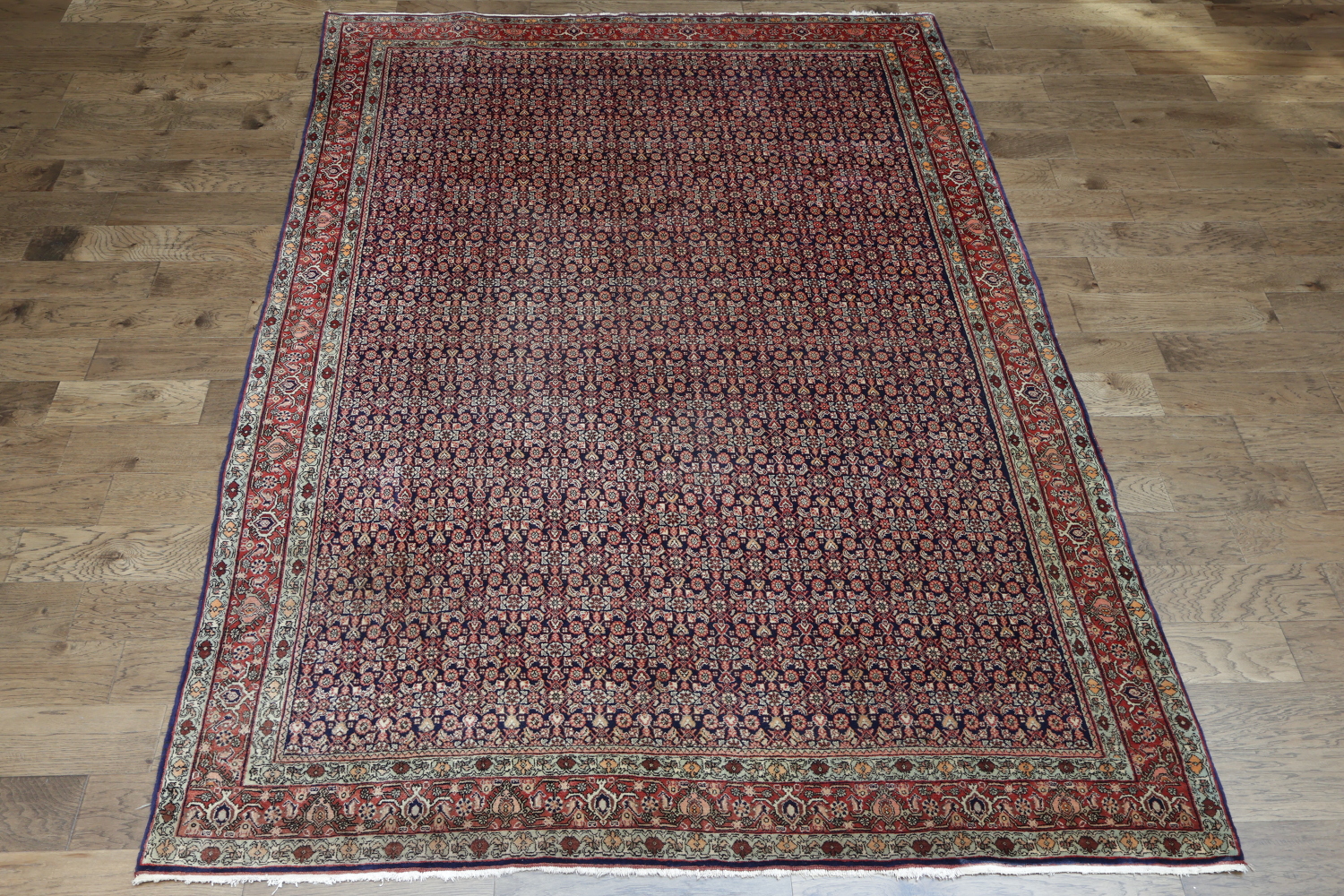Vegetable Dye Navy and Red Bidjar Persian Area Rug 8x11