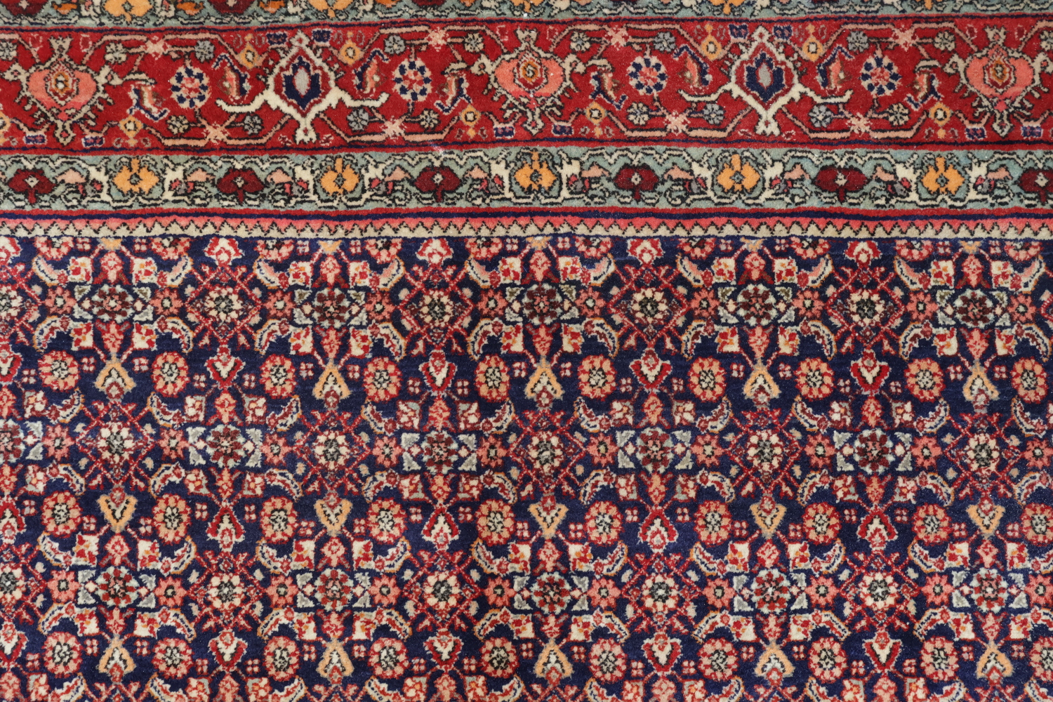 Vegetable Dye Navy and Red Bidjar Persian Area Rug 8x11