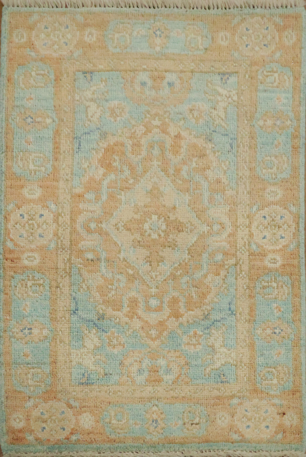 Turquoise Blue Oushak Vegetable Dye Rug 2x3