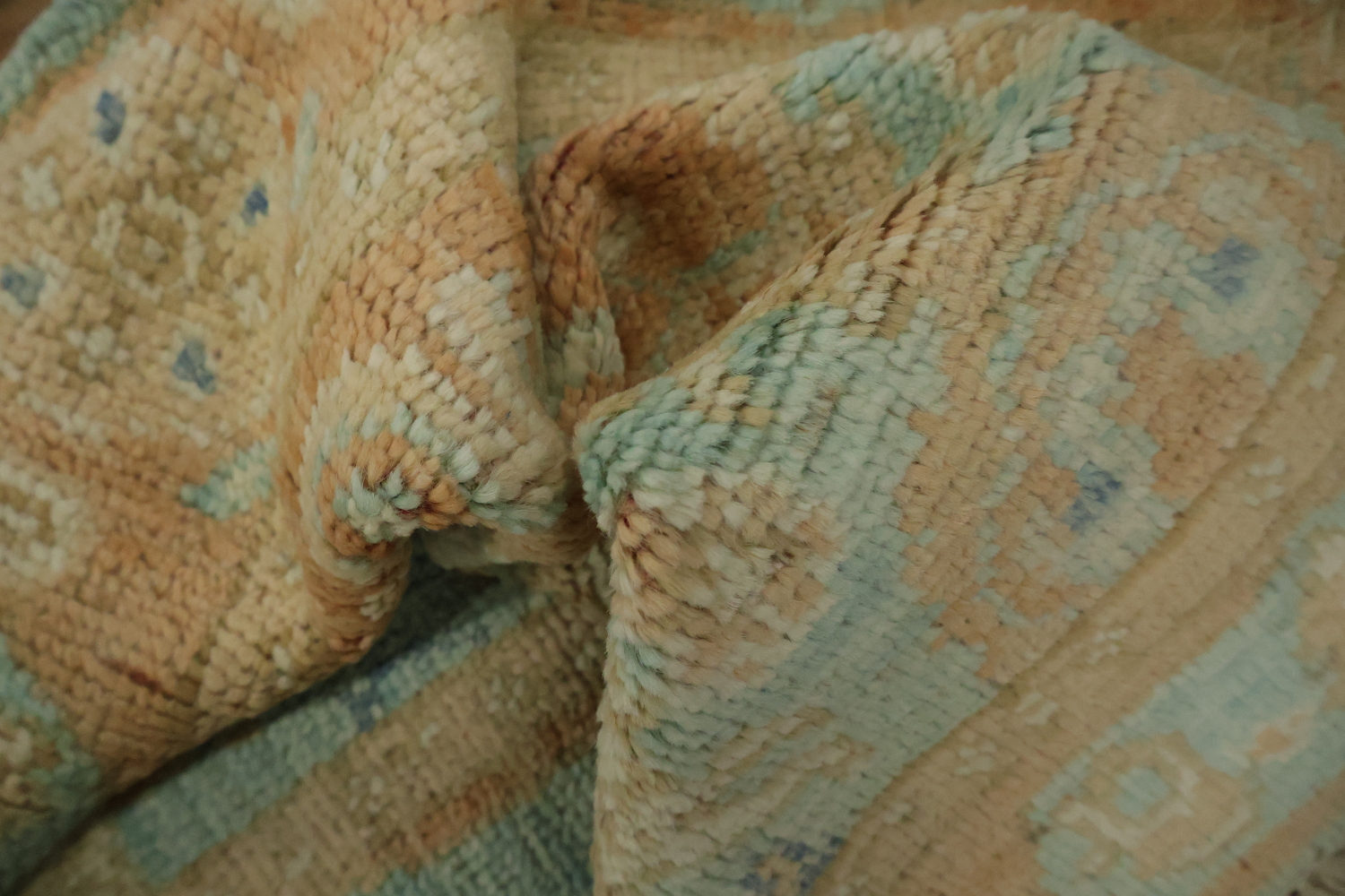 Turquoise Blue Oushak Vegetable Dye Rug 2x3
