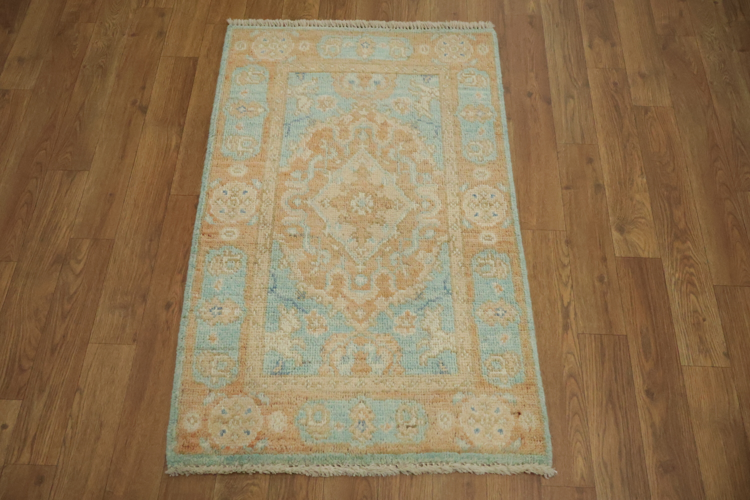 Turquoise Blue Oushak Vegetable Dye Rug 2x3