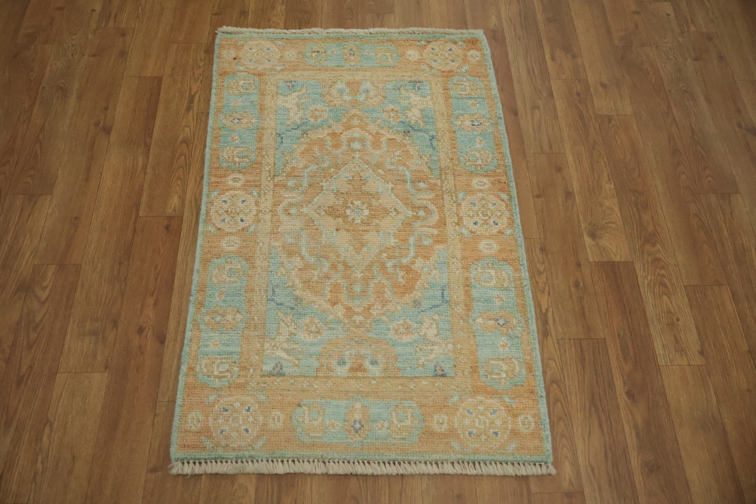 Turquoise Blue Oushak Vegetable Dye Rug 2x3