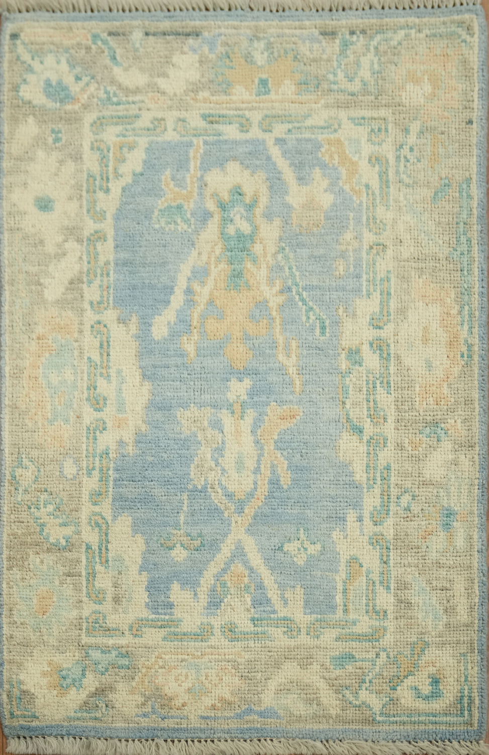 Blue Oushak Vegetable Dye Accent Rug 2x3