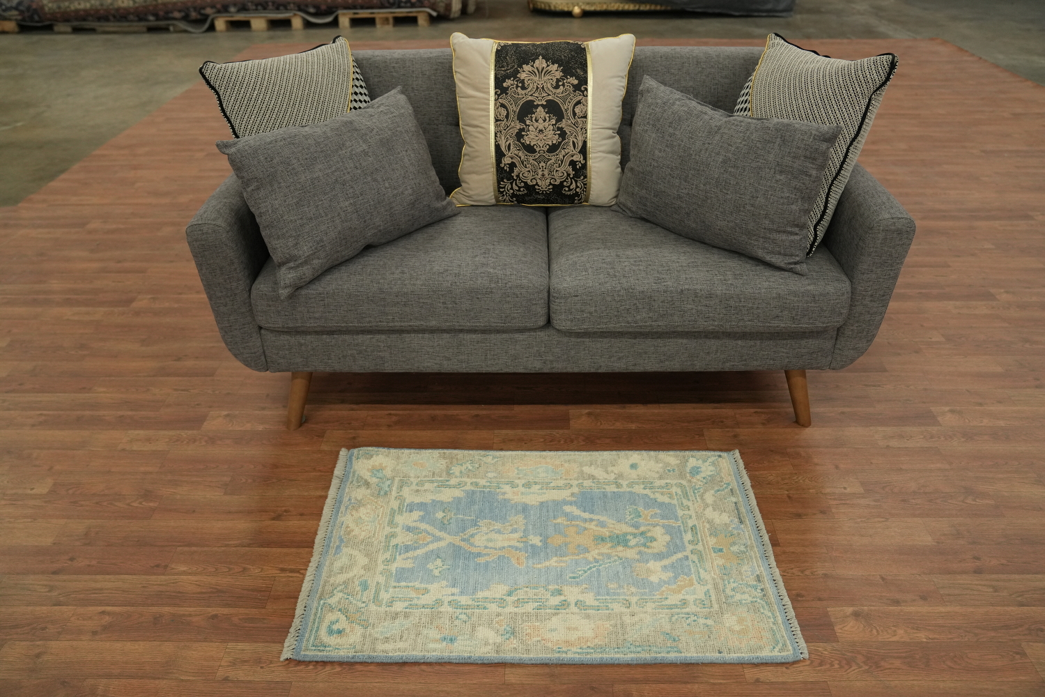 Blue Oushak Vegetable Dye Accent Rug 2x3