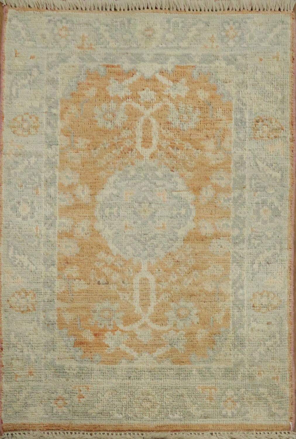 Orange Wool Oushak Vegetable Dye Accent Rug 2x3