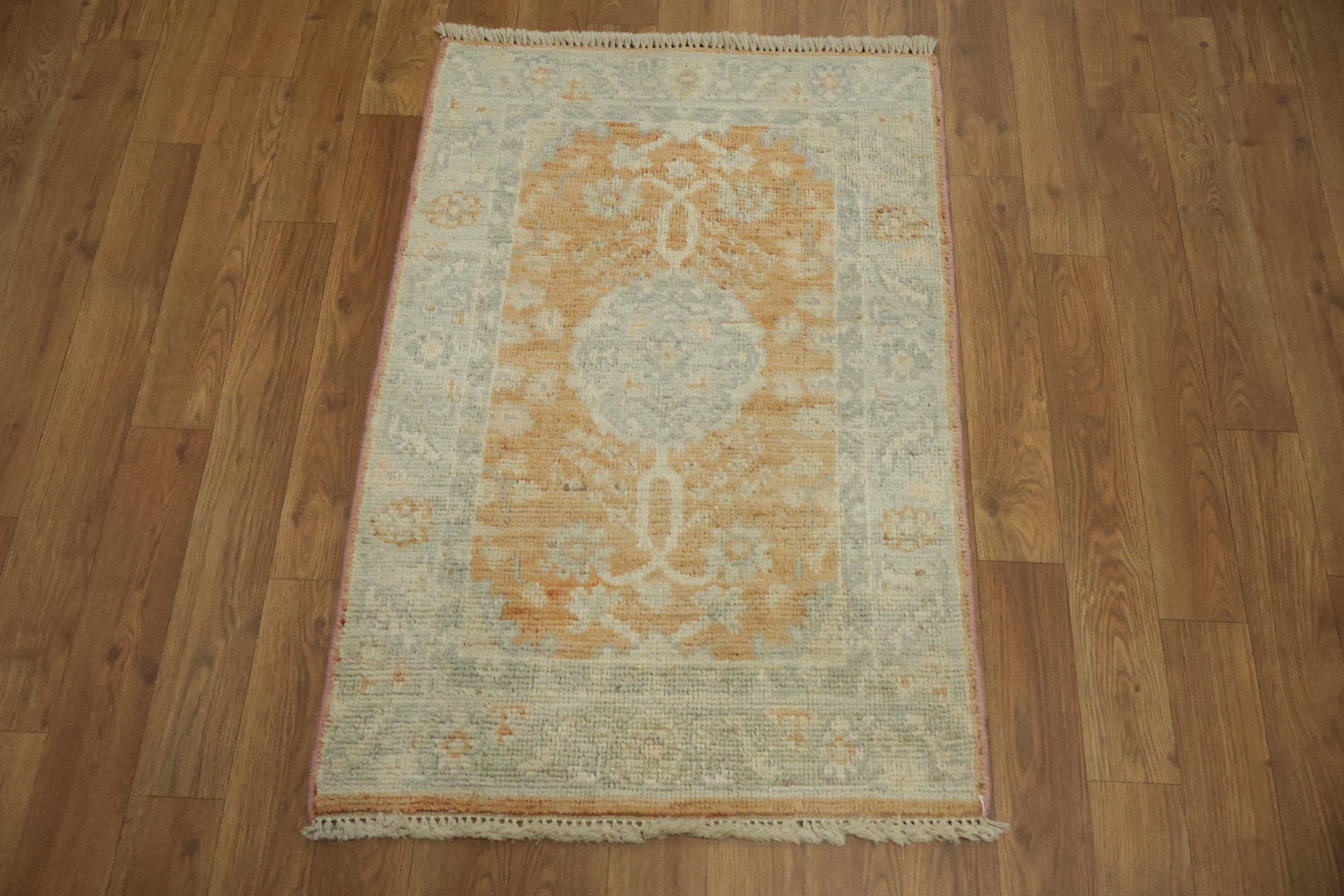 Orange Wool Oushak Vegetable Dye Accent Rug 2x3