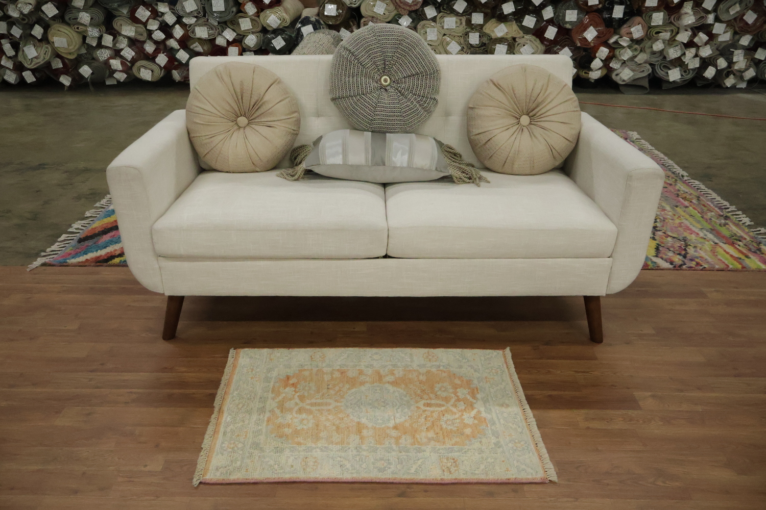 Orange Wool Oushak Vegetable Dye Accent Rug 2x3