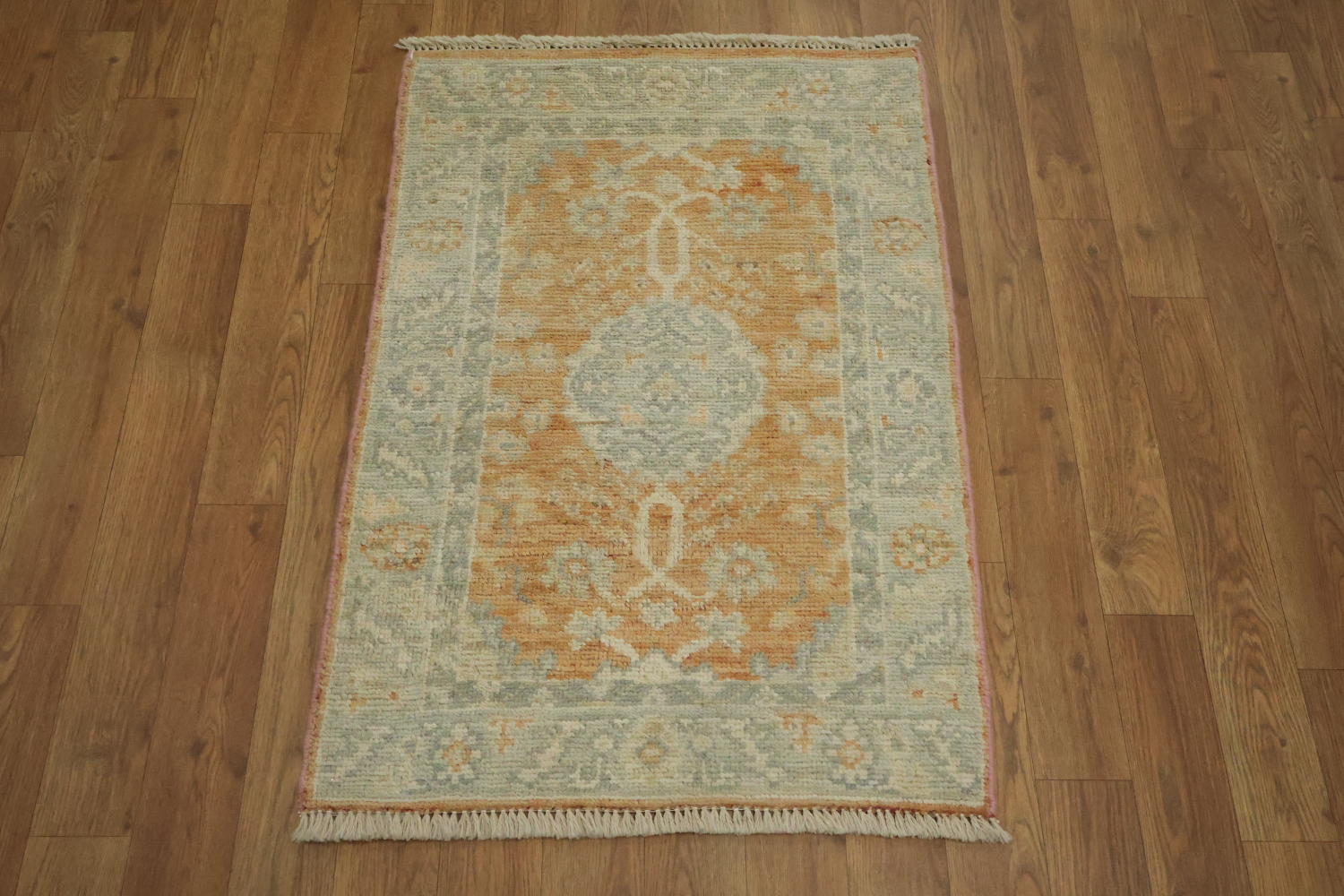 Orange Wool Oushak Vegetable Dye Accent Rug 2x3
