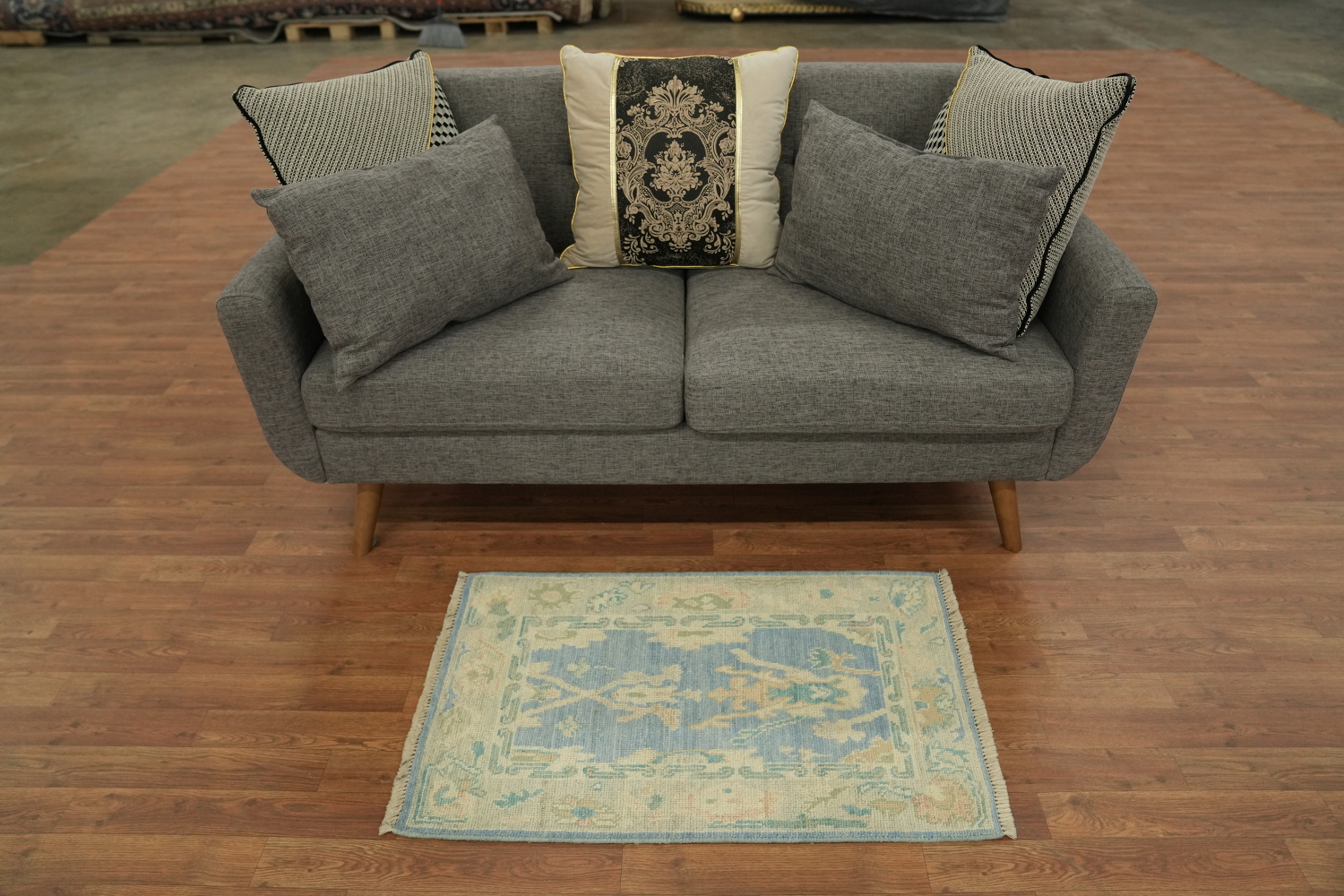 Turkish Oushak Vegetable Dye Accent Rug 2x3