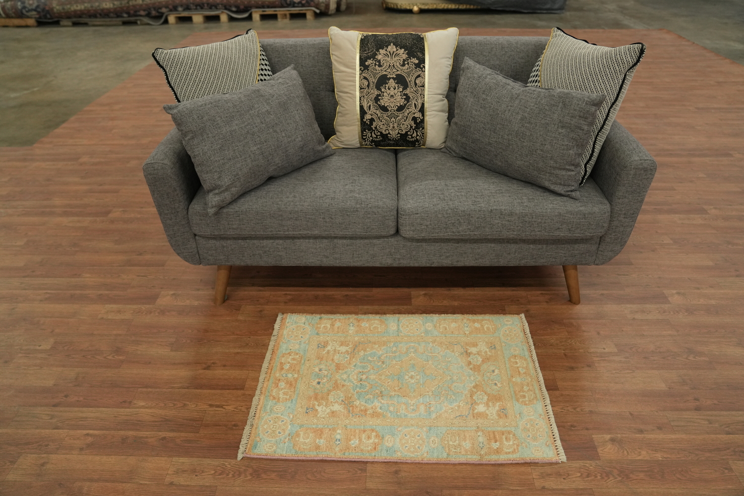 Turquoise Blue Oushak Vegetable Dye Accent Rug 2x3