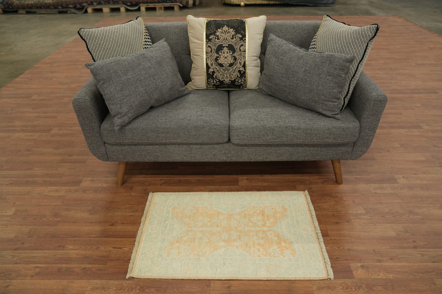 Orange Wool Oushak Vegetable Dye Rug 2x3