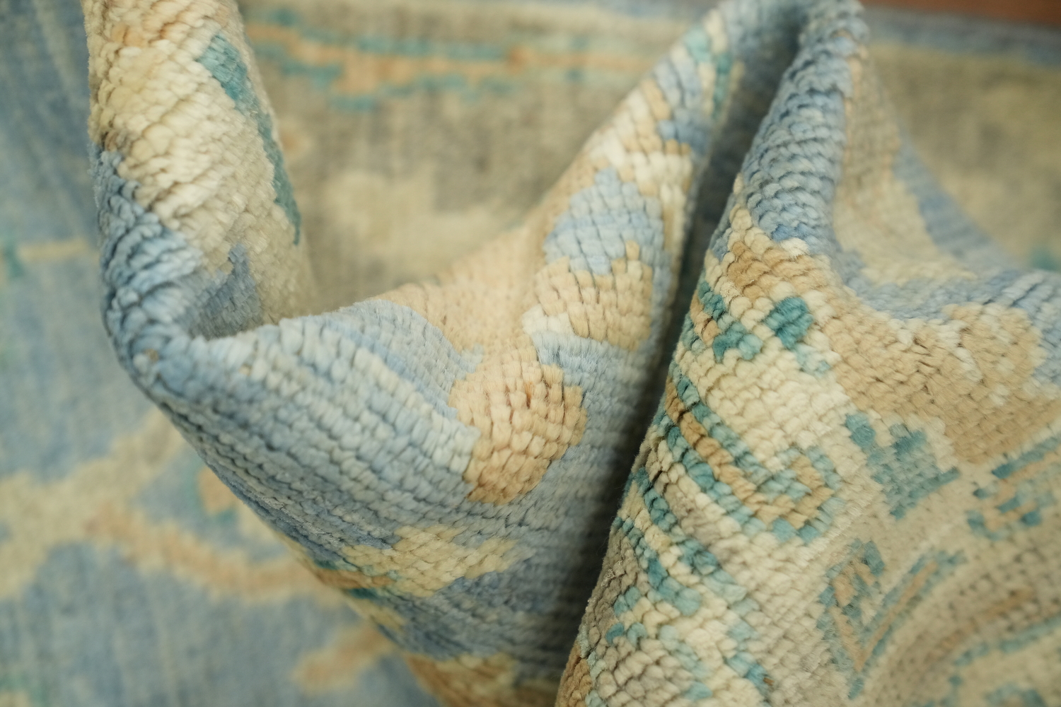 Blue Oushak Vegetable Dye Accent Rug 2x3