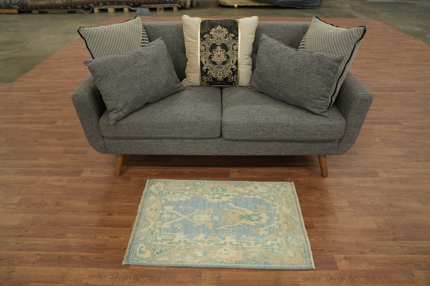 Blue Oushak Vegetable Dye Accent Rug 2x3