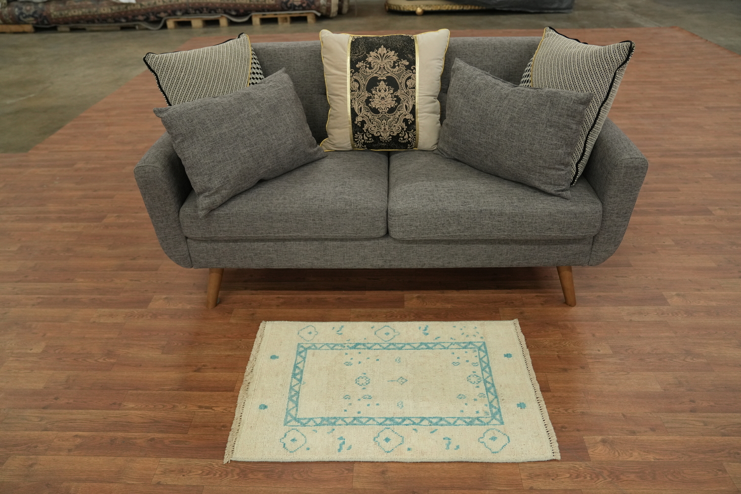 Vegetable Dye Oushak Foyer Turkish Rug 2x3
