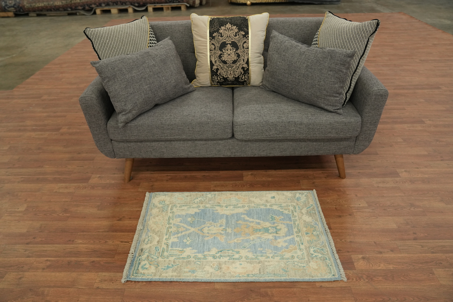 Blue Oushak Vegetable Dye Accent Rug 2x3
