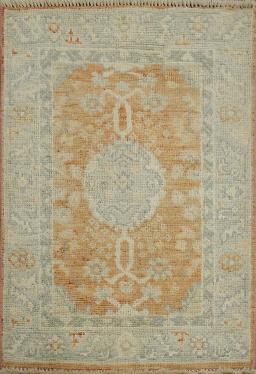 Vegetable Dye Wool Oushak Foyer Turkish Rug 2x3