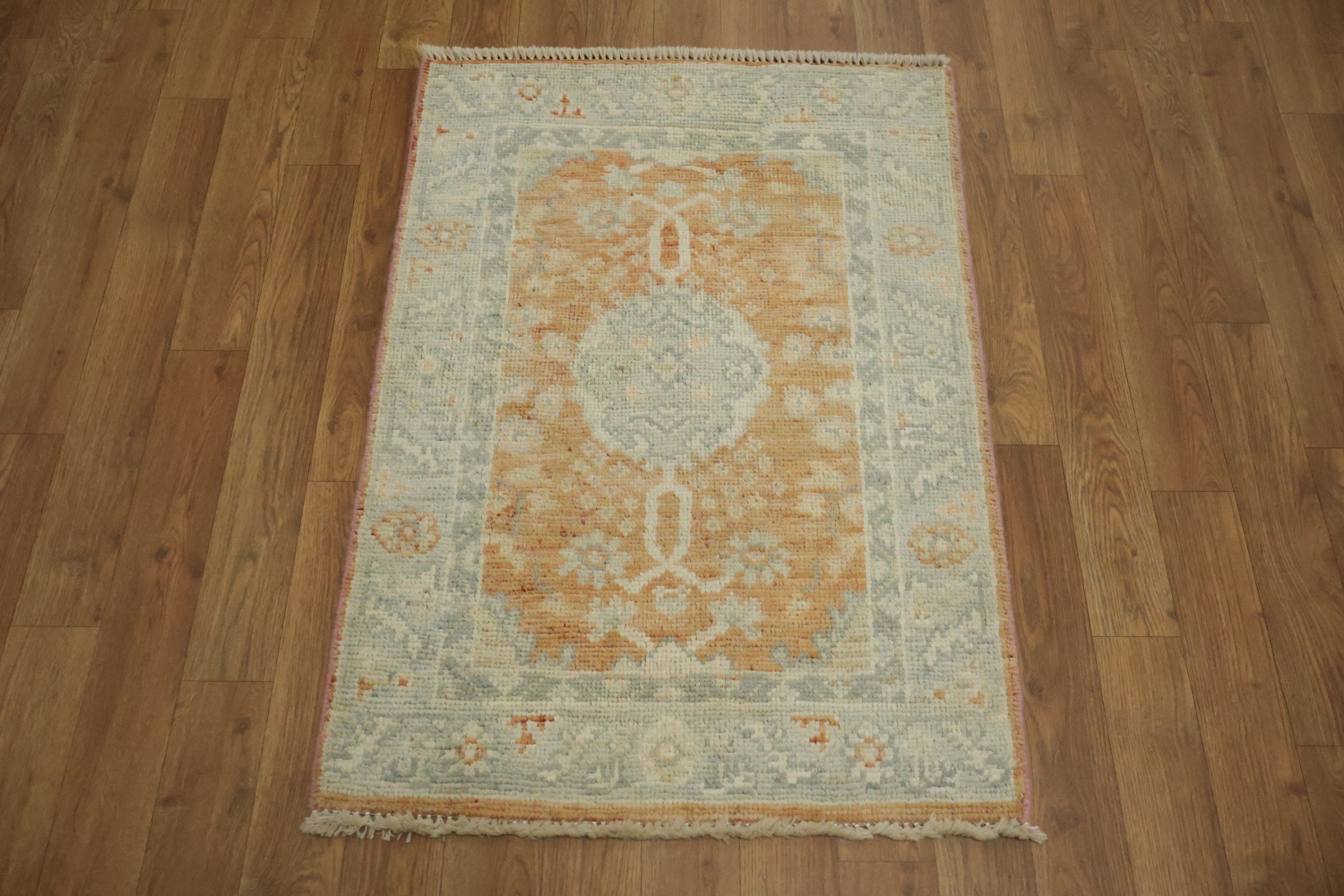 Vegetable Dye Wool Oushak Foyer Turkish Rug 2x3