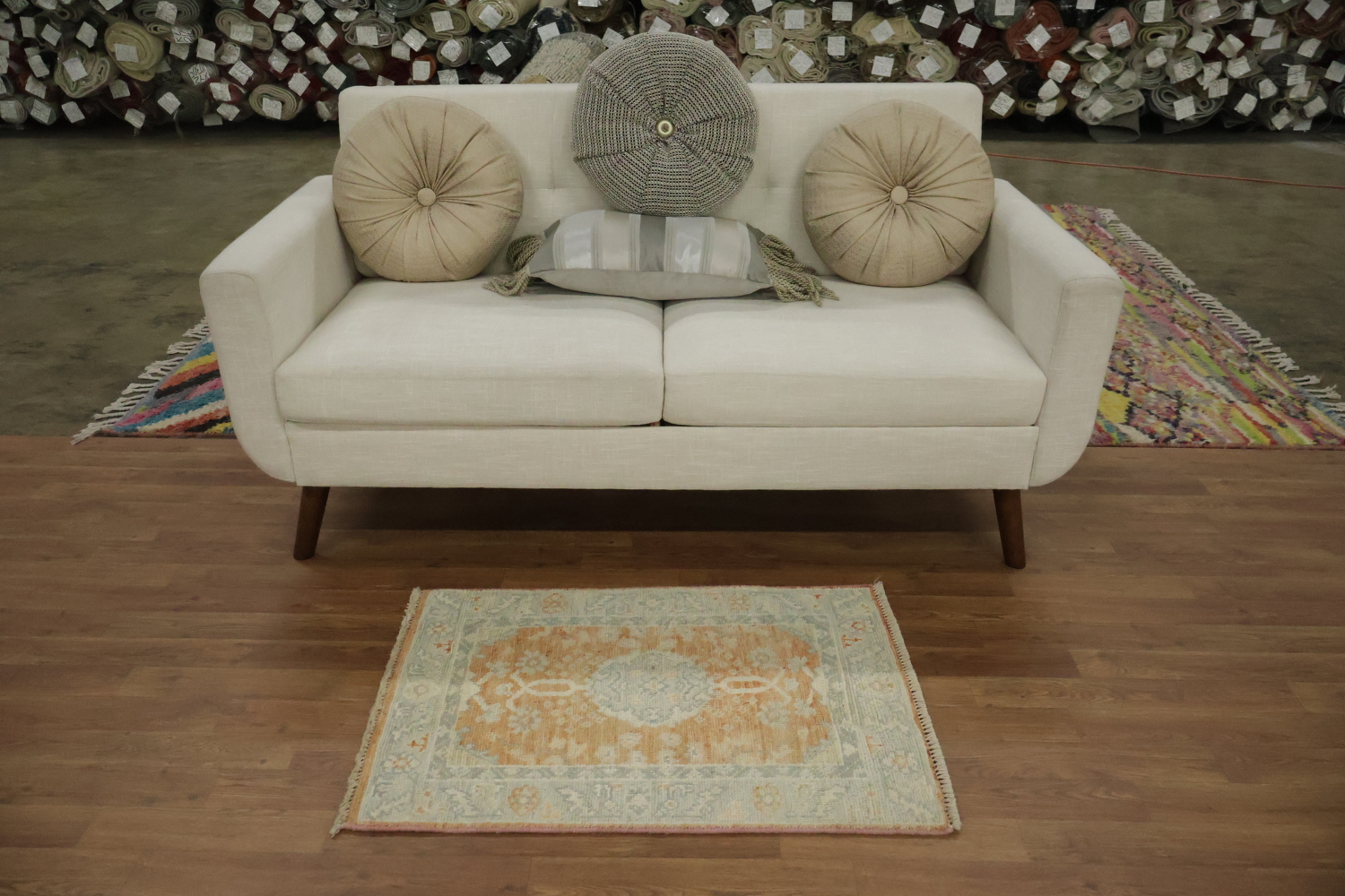 Vegetable Dye Wool Oushak Foyer Turkish Rug 2x3