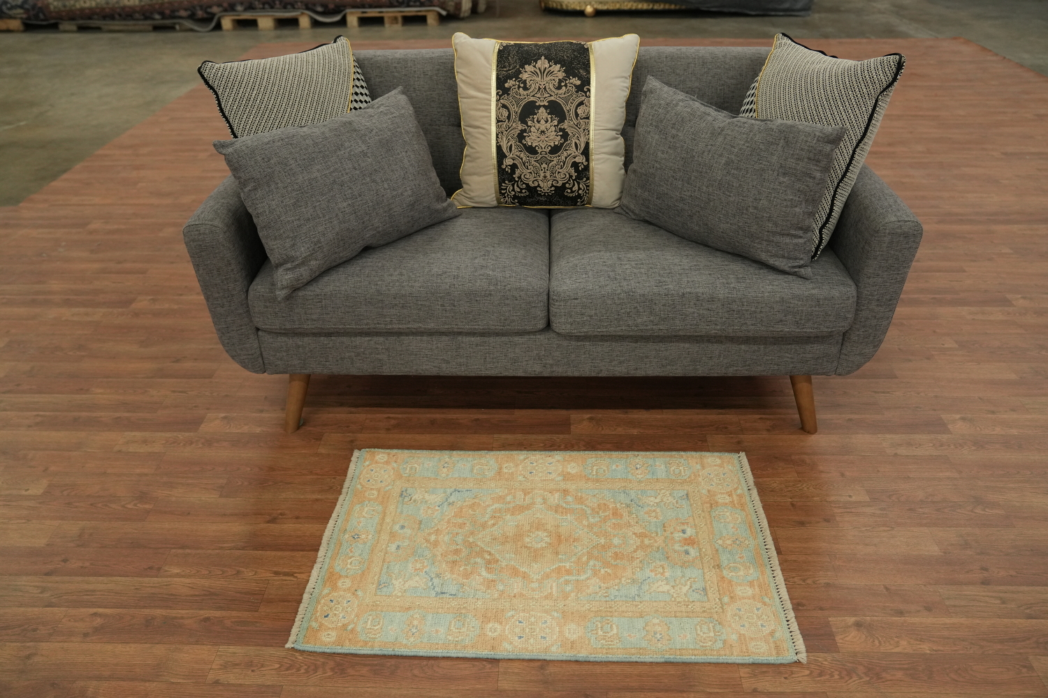 Vegetable Dye Oushak Accent Turkish Rug 2x3