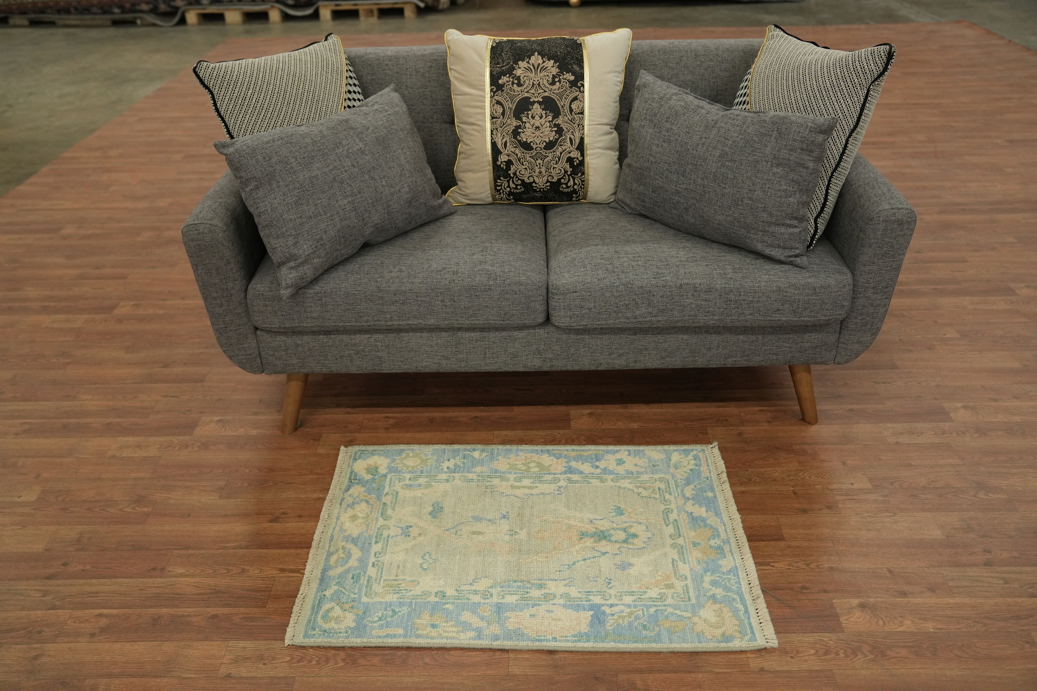 Vegetable Dye Oushak Accent Turkish Rug 2x3