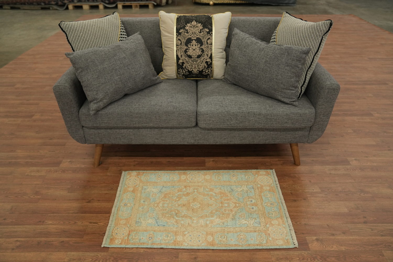 Vegetable Dye Oushak Accent Turkish Rug 2x3