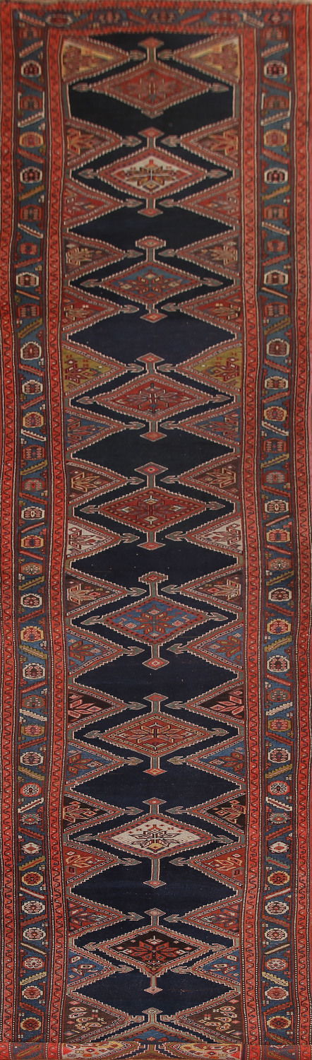 4x18 Rug Pre-1900 Antique Vegetable Dye Heriz Serapi Persian Rug 4x18