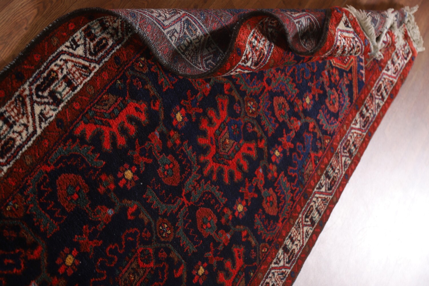 Antique Vegetable Dye Bakhtiari Persian Runner Rug 3x16