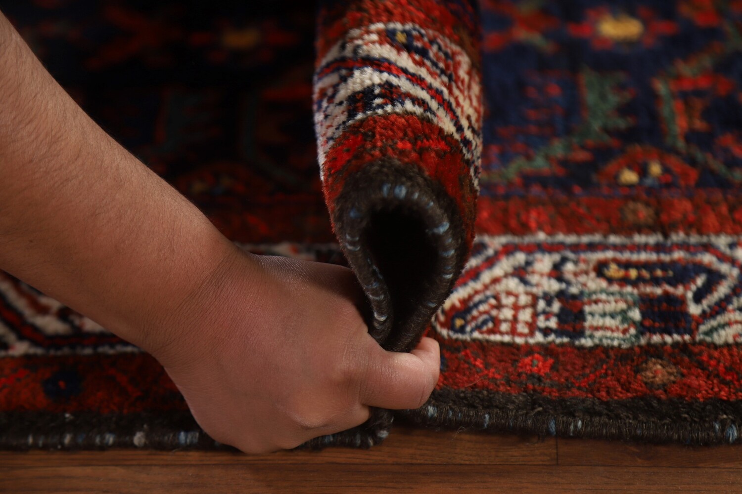 Antique Vegetable Dye Bakhtiari Persian Runner Rug 3x16
