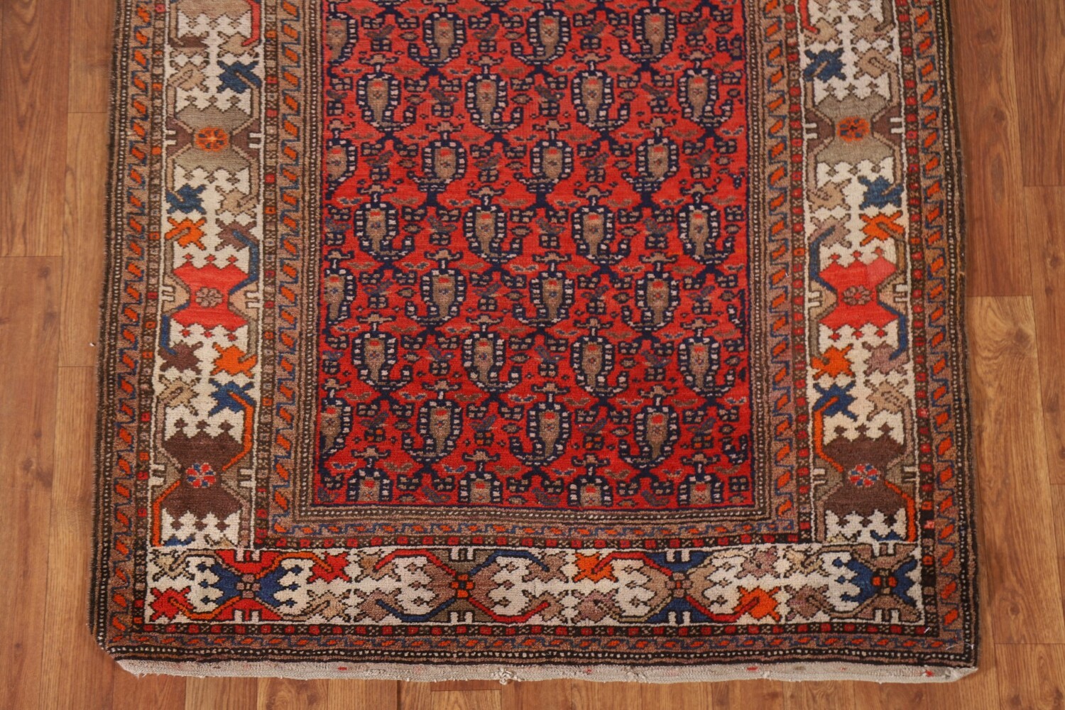 Pre-1900 Vegetable Dye Malayer Persian Runner Rug 4x17