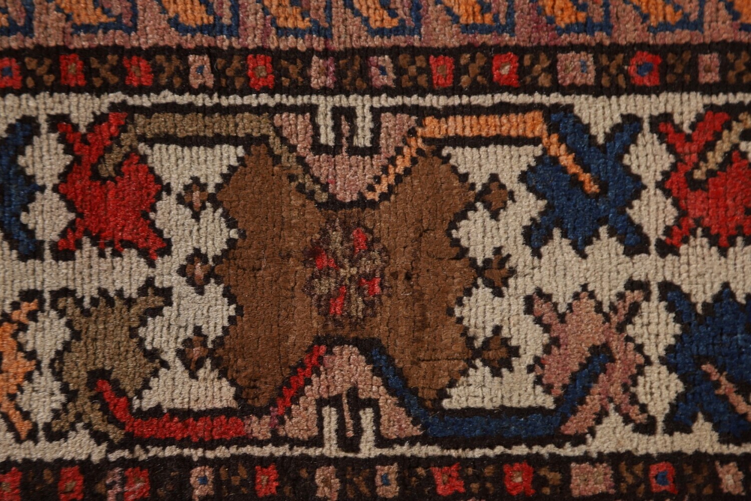 Pre-1900 Vegetable Dye Malayer Persian Runner Rug 4x17