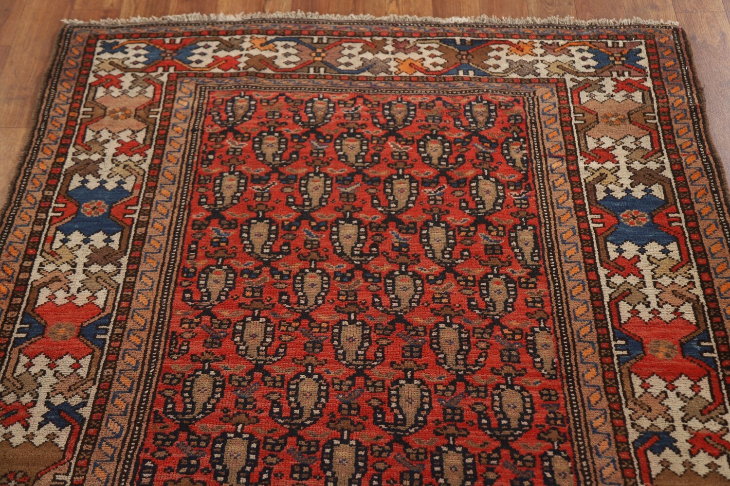 Pre-1900 Vegetable Dye Malayer Persian Runner Rug 4x17