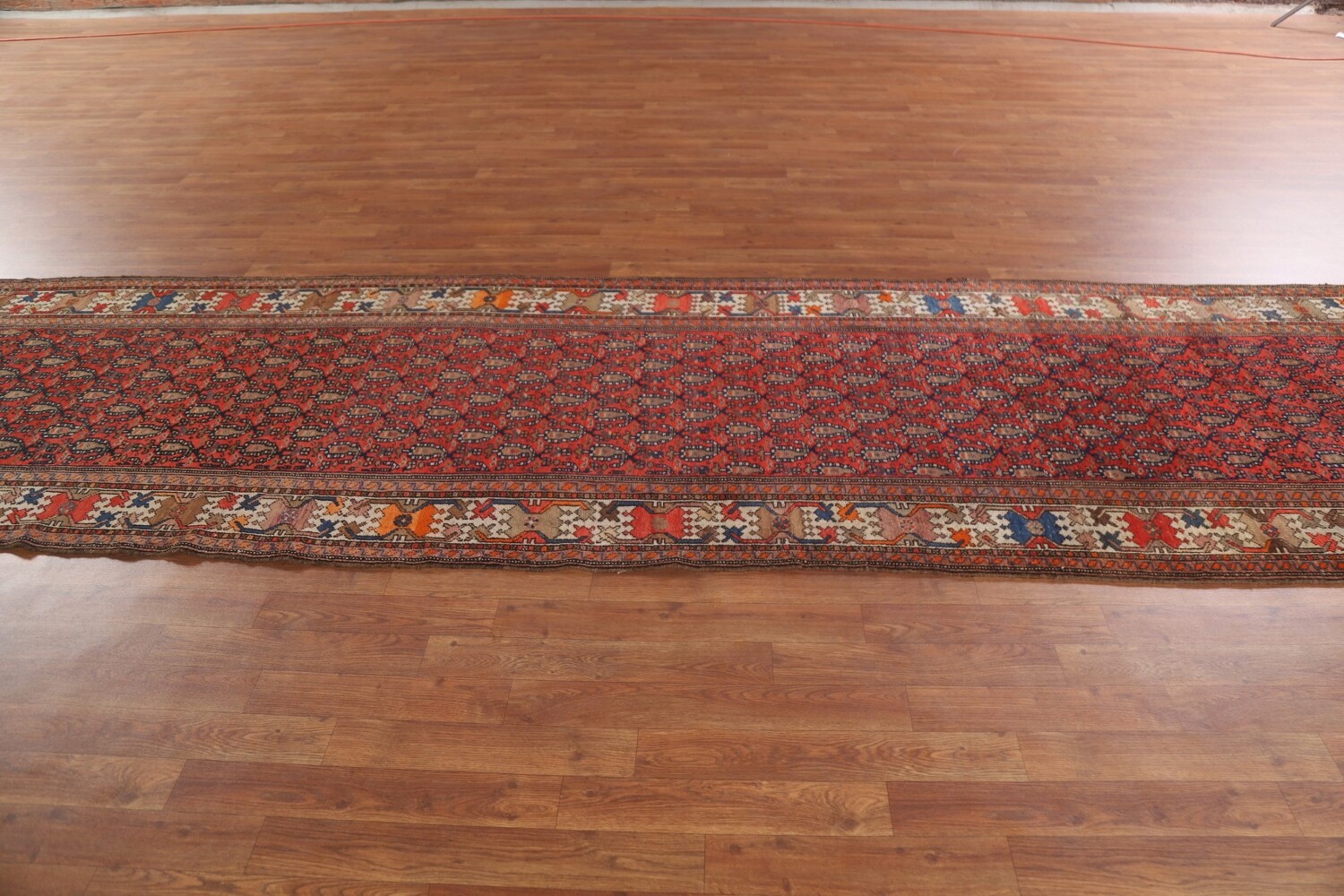 Pre-1900 Vegetable Dye Malayer Persian Runner Rug 4x17