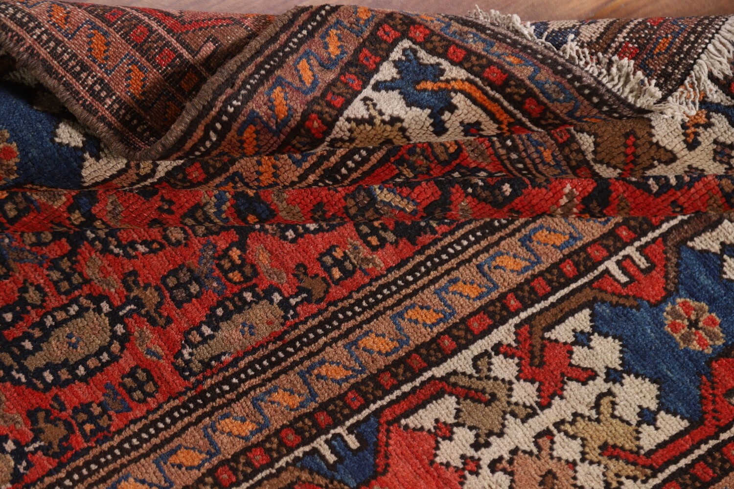 Pre-1900 Vegetable Dye Malayer Persian Runner Rug 4x17
