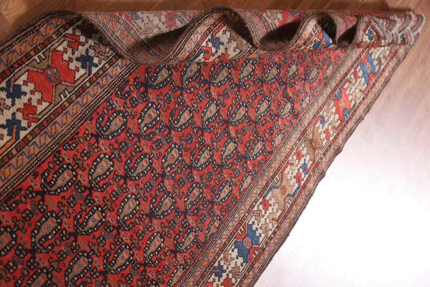 Pre-1900 Vegetable Dye Malayer Persian Runner Rug 4x17