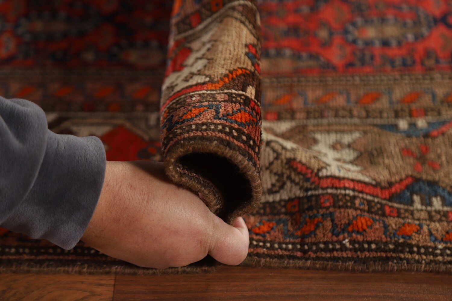 Pre-1900 Vegetable Dye Malayer Persian Runner Rug 4x17