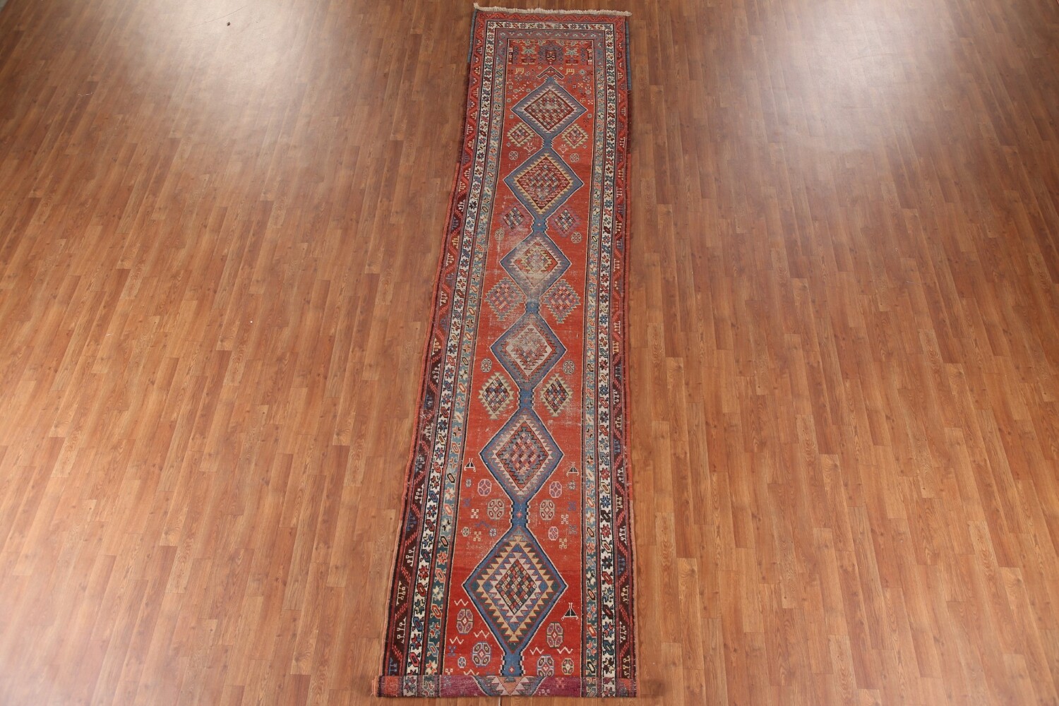 Pre-1900 Heriz Bakhshayesh Vegetable Dye Persian Rug 3x16