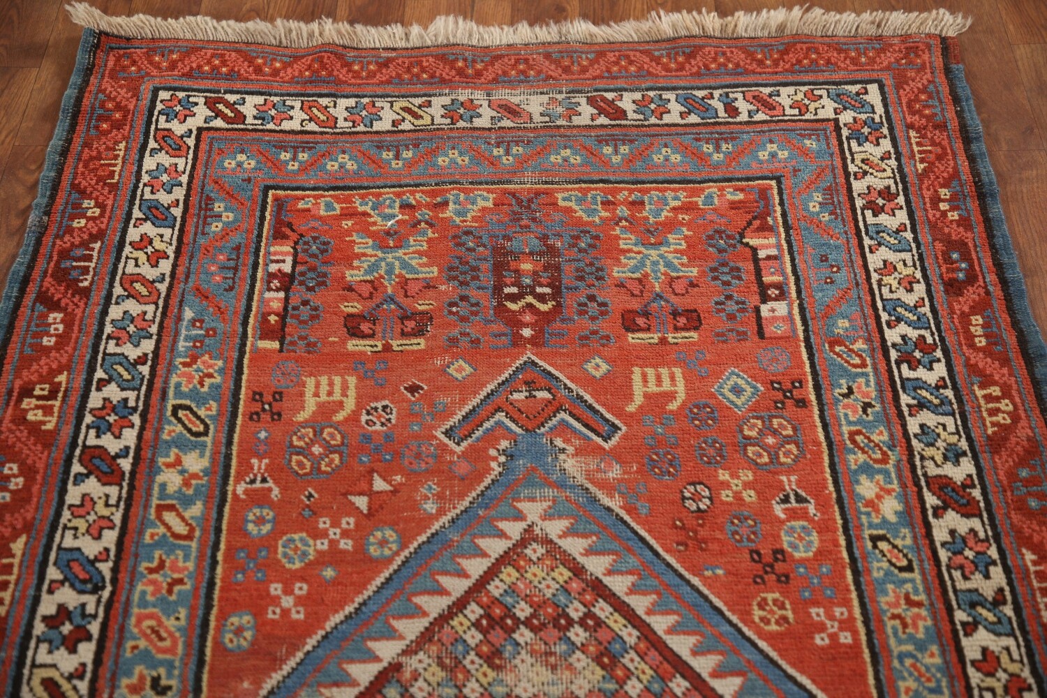 Pre-1900 Heriz Bakhshayesh Vegetable Dye Persian Rug 3x16