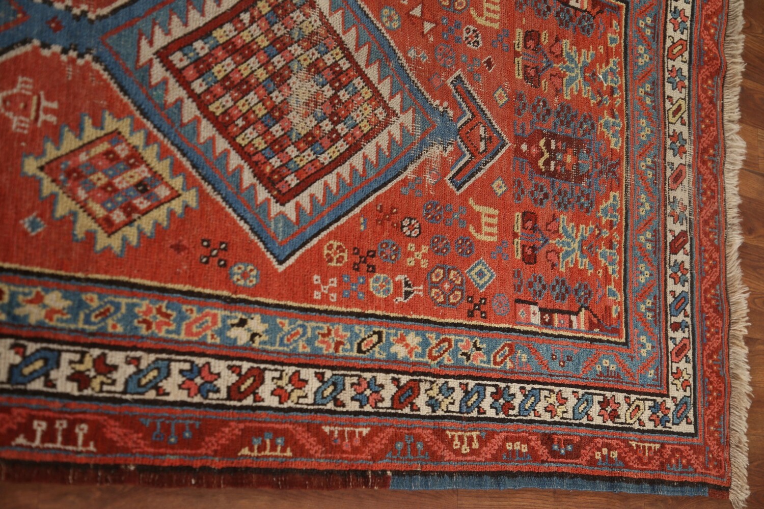 Pre-1900 Heriz Bakhshayesh Vegetable Dye Persian Rug 3x16