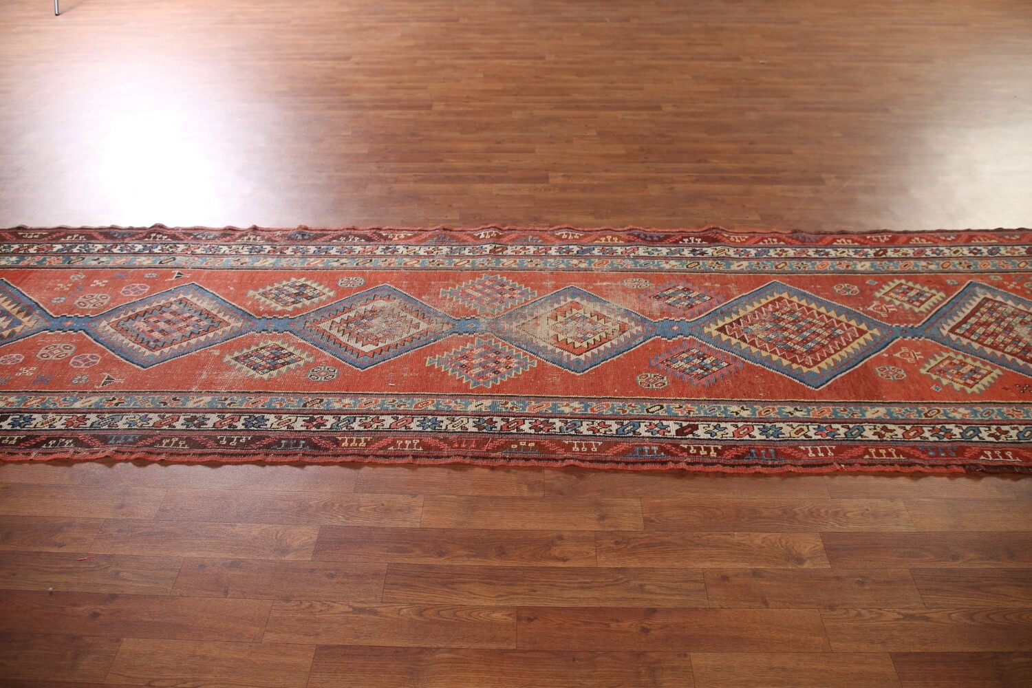 Pre-1900 Heriz Bakhshayesh Vegetable Dye Persian Rug 3x16