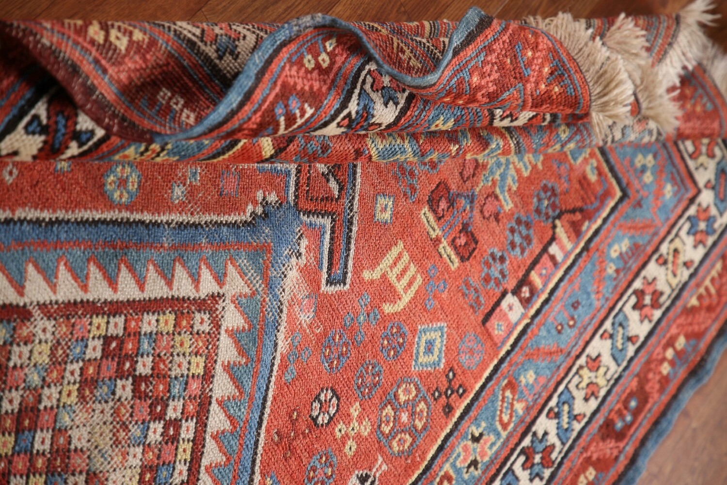 Pre-1900 Heriz Bakhshayesh Vegetable Dye Persian Rug 3x16