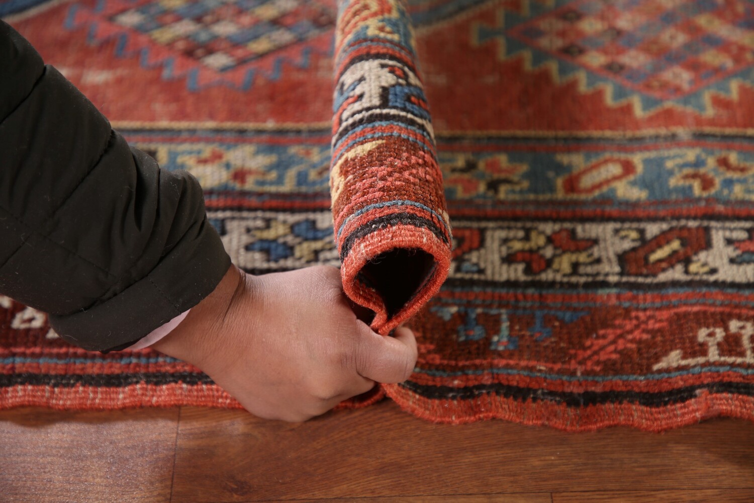 Pre-1900 Heriz Bakhshayesh Vegetable Dye Persian Rug 3x16