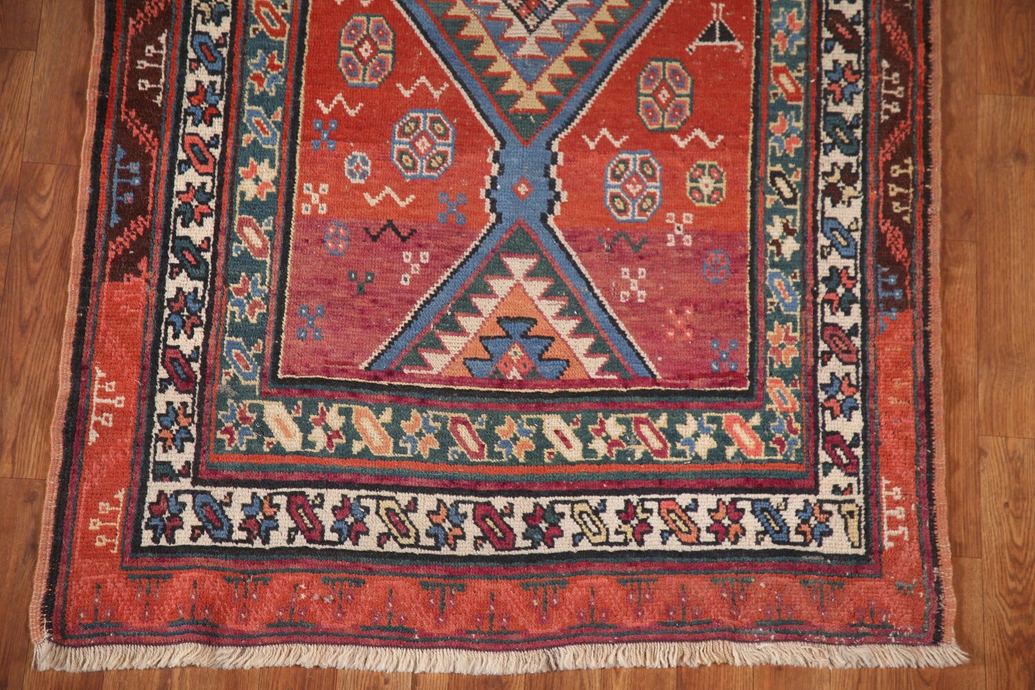 Pre-1900 Heriz Bakhshayesh Vegetable Dye Persian Rug 3x16