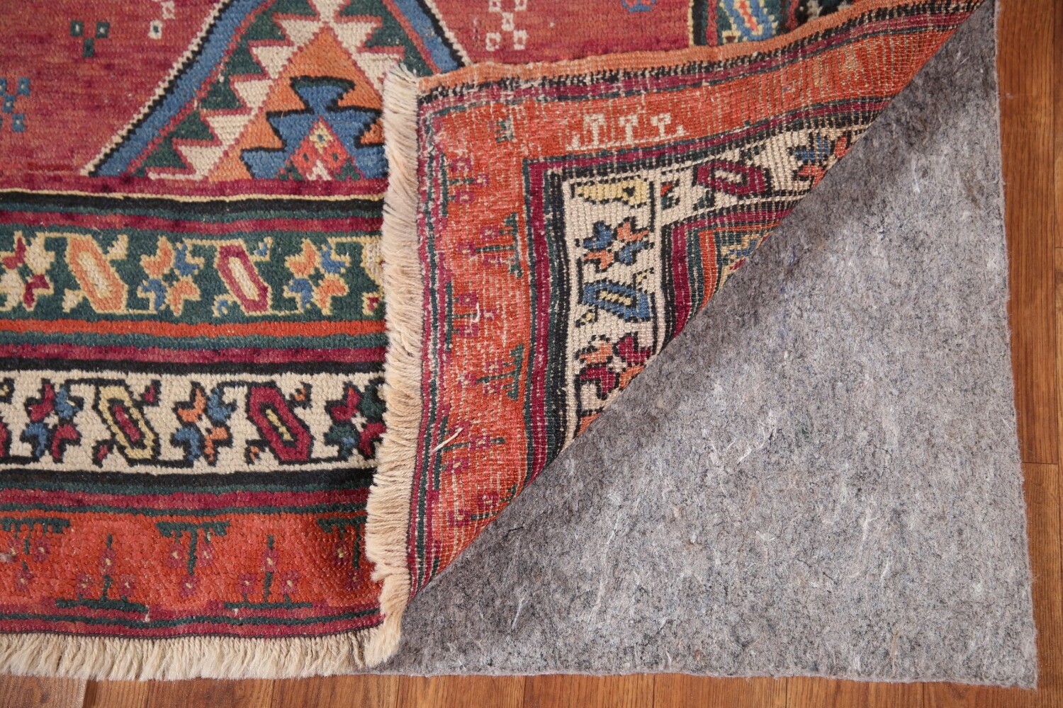 Pre-1900 Heriz Bakhshayesh Vegetable Dye Persian Rug 3x16