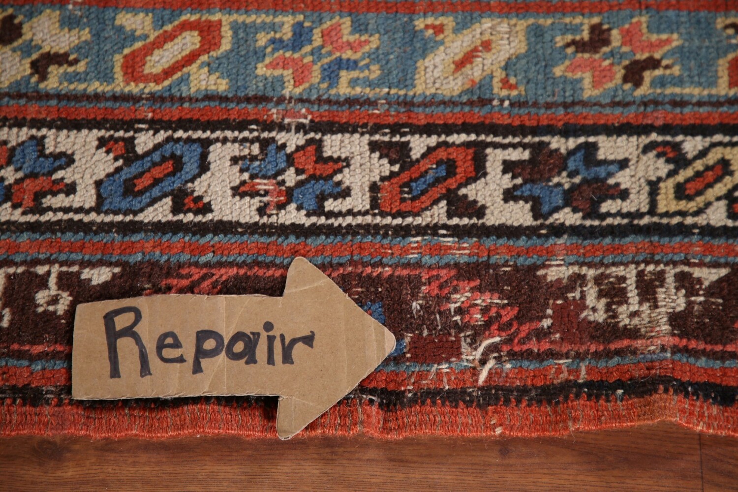Pre-1900 Heriz Bakhshayesh Vegetable Dye Persian Rug 3x16