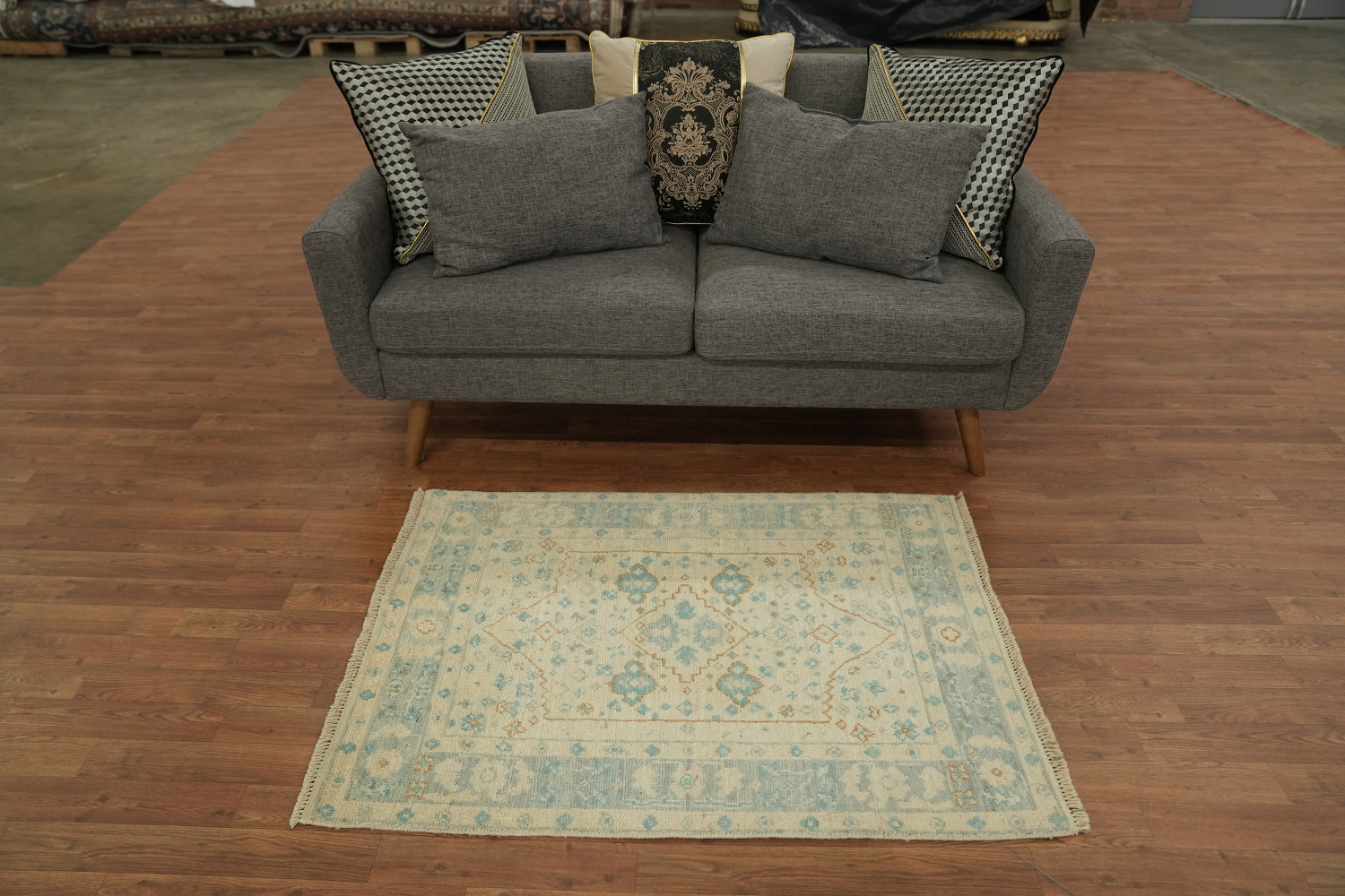 Turkish Oushak Vegetable Dye Accent Rug 3x4