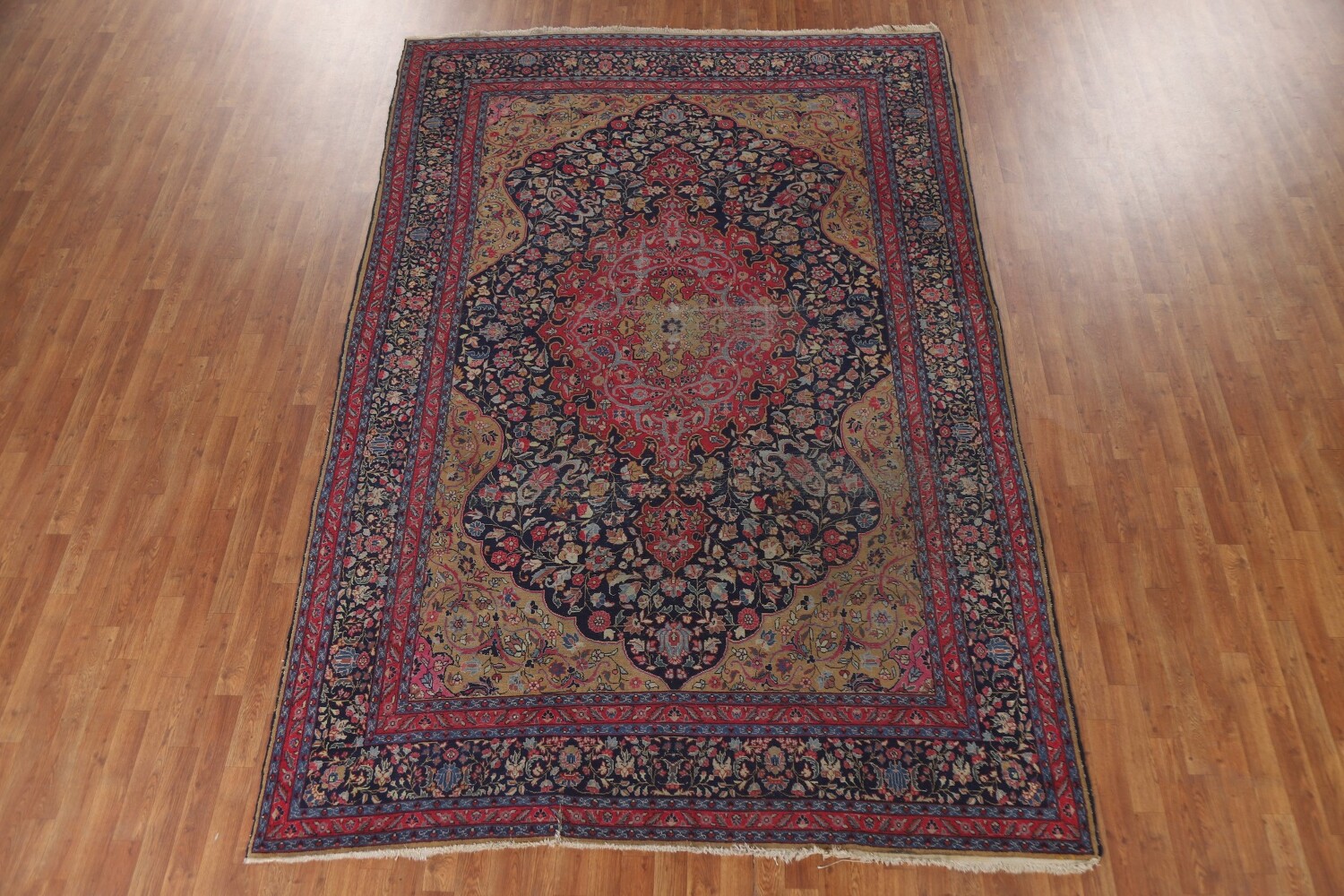 Pre-1900 Vegetable Dye Tabriz Persian Living Room Rug 7x11