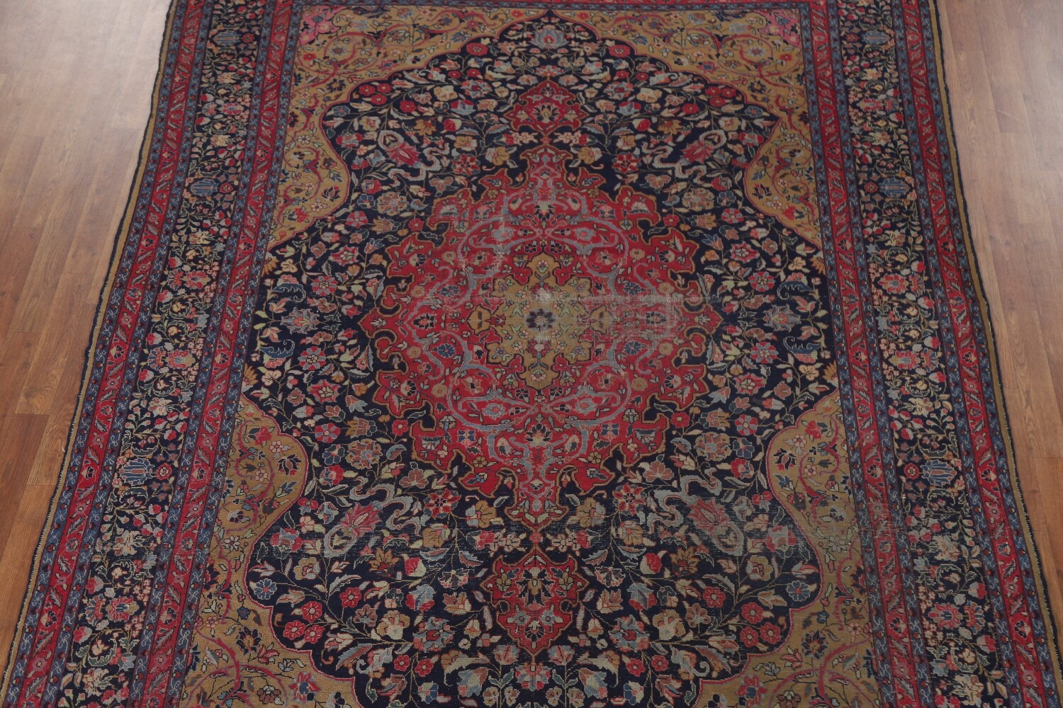 Pre-1900 Vegetable Dye Tabriz Persian Living Room Rug 7x11