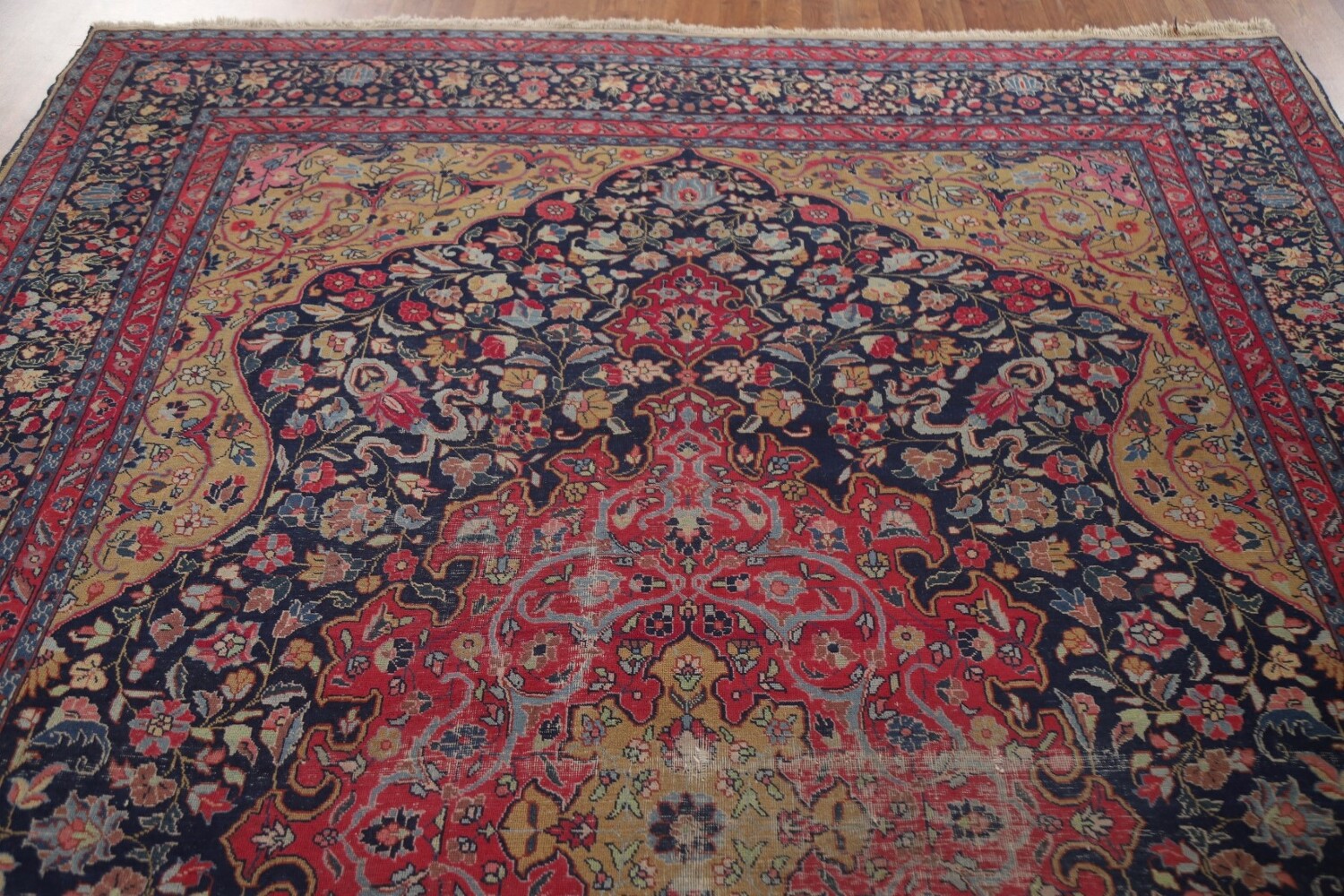 Pre-1900 Vegetable Dye Tabriz Persian Living Room Rug 7x11