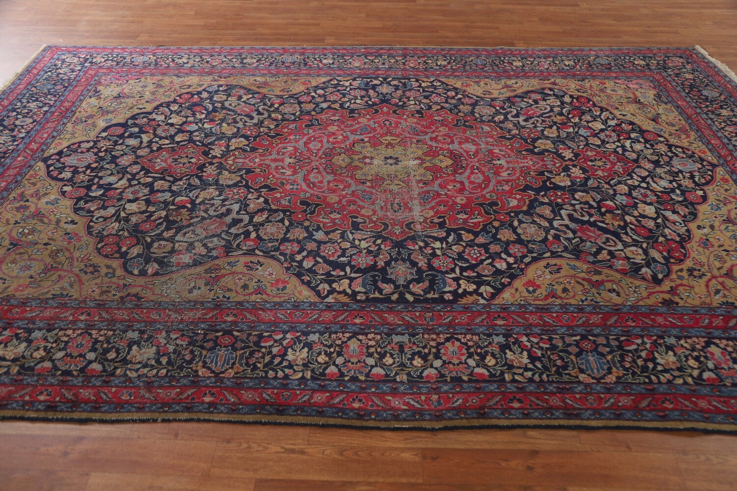Pre-1900 Vegetable Dye Tabriz Persian Living Room Rug 7x11