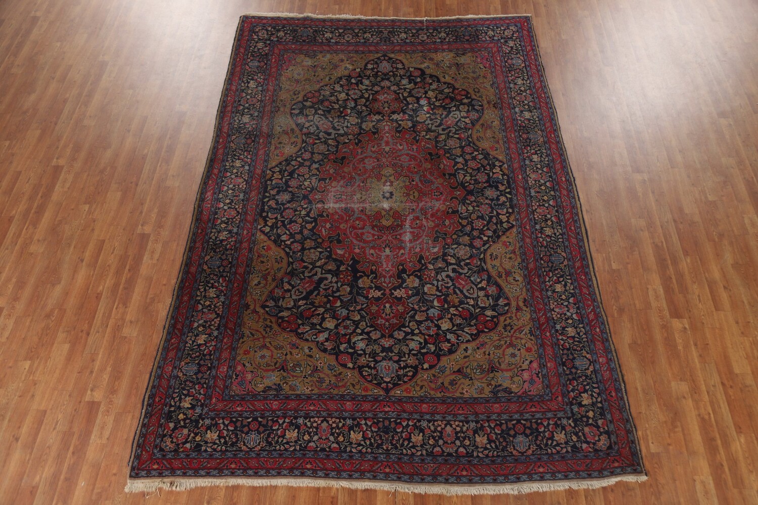 Pre-1900 Vegetable Dye Tabriz Persian Living Room Rug 7x11